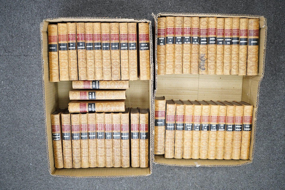 Scott, Sir Walter - Waverley Novels, 48 vols, quarter calf with later titles, A & C Black, Edinburgh 1860. Condition - fair